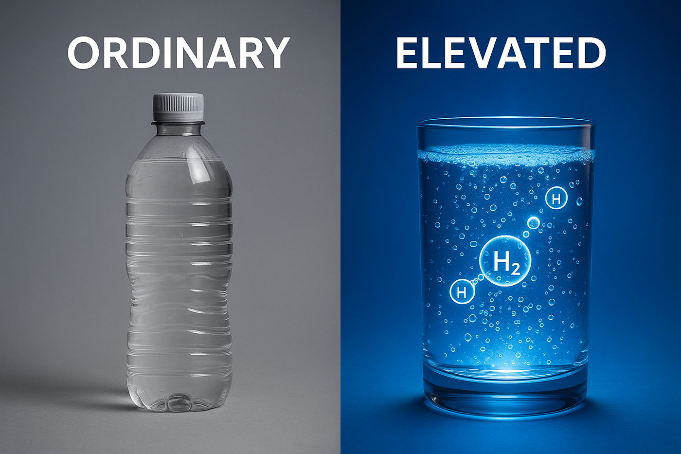 Ordinary water versus hydrogen-elevated water